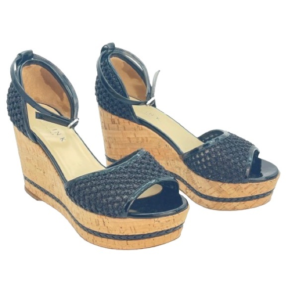Marvin K Italian Black Wedge Heels ‘Bianca’ Mesh Cork High Heel Sandals | Size 8 - Picture 4 of 13